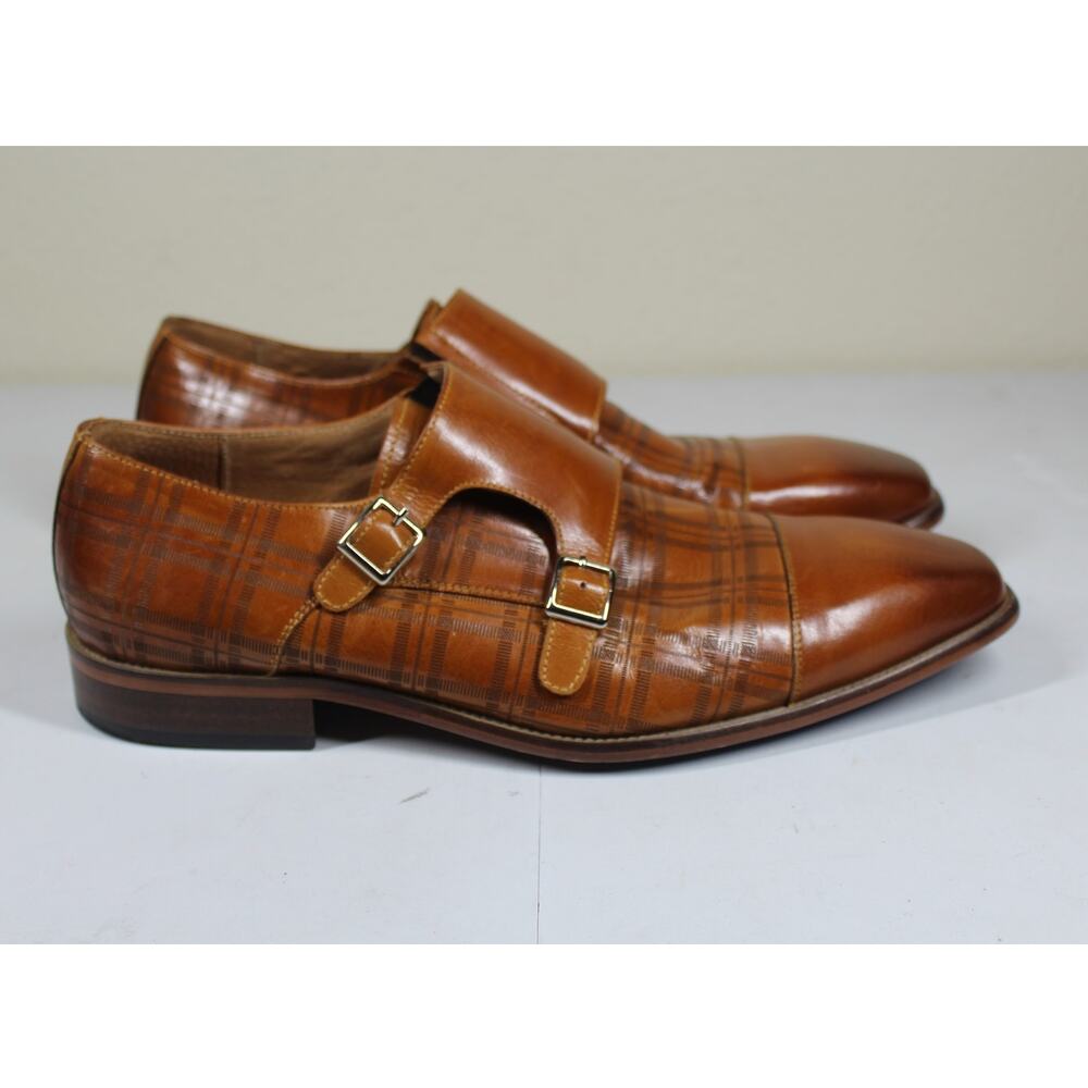 Steven Land Men's 11 Tan Genuine Leather Monk Strap Dress Shoes SL0039